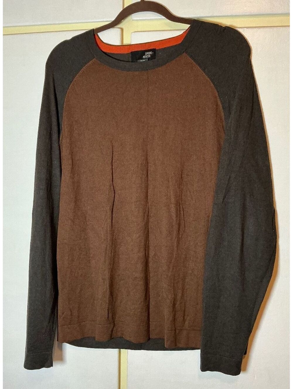 Spring Mercer Silk Cotton Blend long sleeve Shirt Men's Size Medium M Brown